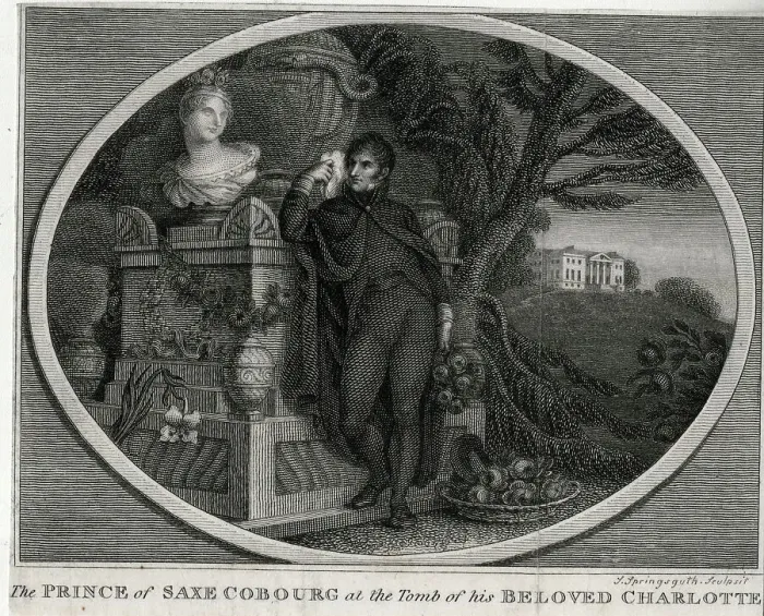 Framed Print : Prince Leopold of Saxe-Coburg at tomb of Charlotte
