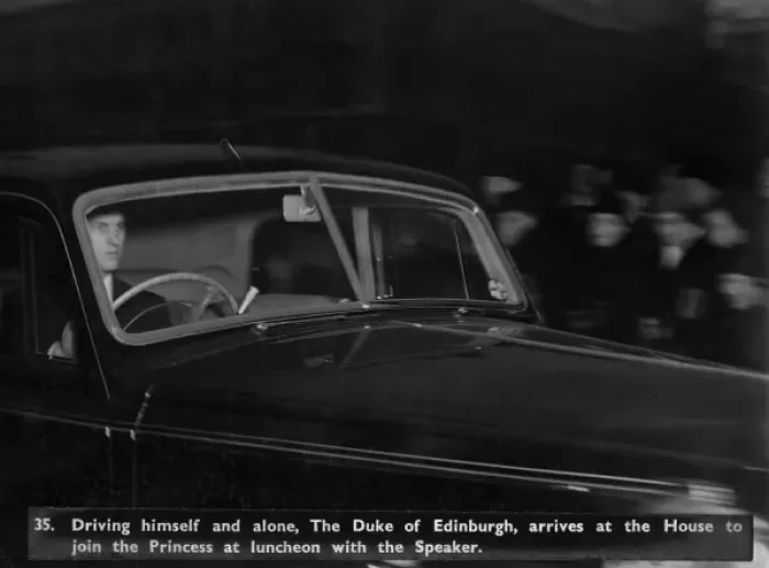 Framed Print : Prince Philip driving to Houses of Parliament Framed Print : Prince Philip driving to Houses of Parliament