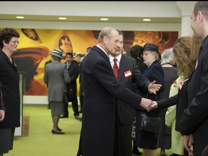 Framed Print : Prince Philip at new London Fire Brigade HQ Framed Print : Prince Philip at new London Fire Brigade HQ