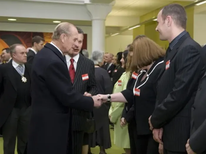Framed Print : Prince Philip at new London Fire Brigade HQ Framed Print : Prince Philip at new London Fire Brigade HQ