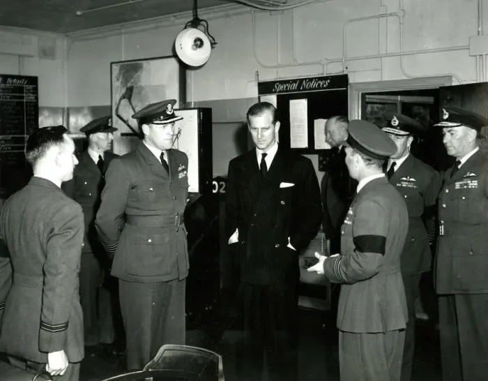 Framed Print : Prince Philip visiting RAF officers Framed Print : Prince Philip visiting RAF officers