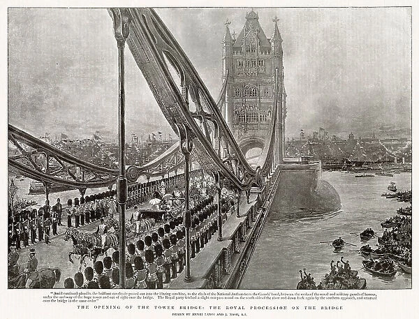 The Prince and Princess of Wales (later Edward VII and Alexandra of Denmark) going over the bridge, round on the south side of the river and down back again by the southern approach and returned over the bridge in the same order