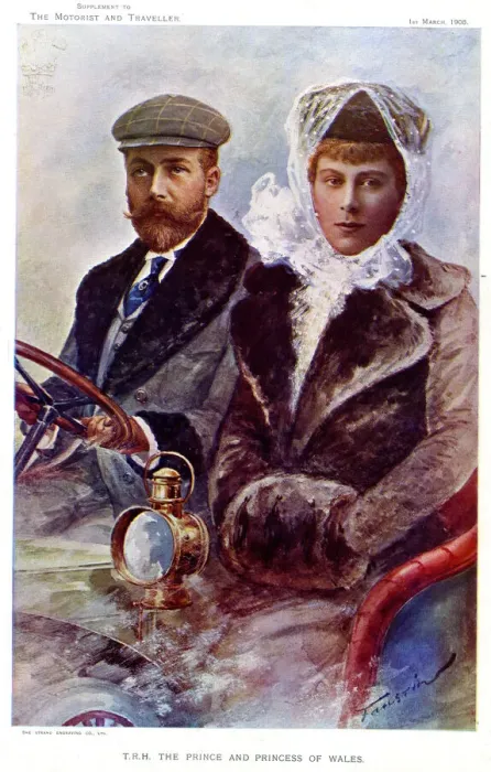 Framed Print : Prince and Princess of Wales in a motor car Framed Print : Prince and Princess of Wales in a motor car