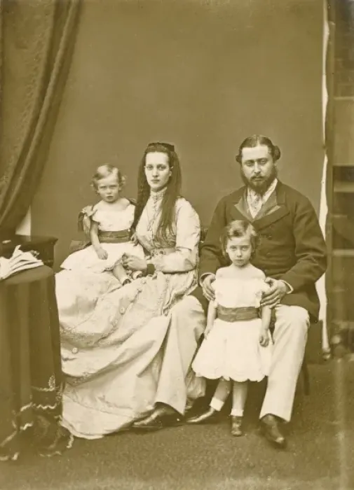 Framed Print : Prince and Princess of Wales with two sons, 1867 Framed Print : Prince and Princess of Wales with two sons, 1867