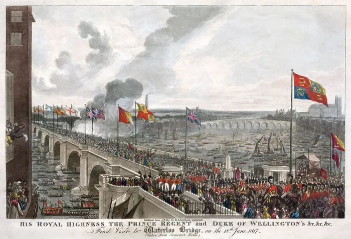 Framed Print : Prince Regent, Duke of Wellington - visit to Waterloo Bridge Framed Print : Prince Regent, Duke of Wellington - visit to Waterloo Bridge