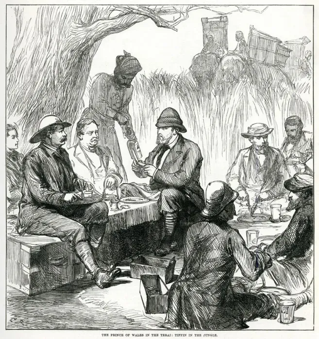 Framed Print : Prince of Wales in Nepal Terai, shooting bears 1876 Framed Print : Prince of Wales in Nepal Terai, shooting bears 1876