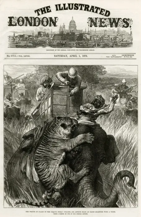 Framed Print : Prince of Wales in Nepal Terai, shooting tigers 1876 Framed Print : Prince of Wales in Nepal Terai, shooting tigers 1876