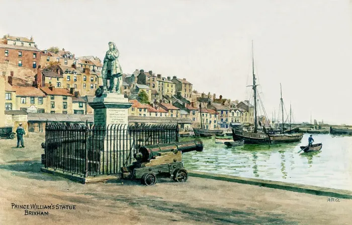 Framed Print : Prince William's Statue, Brixham, Devon Framed Print : Prince William's Statue, Brixham, Devon