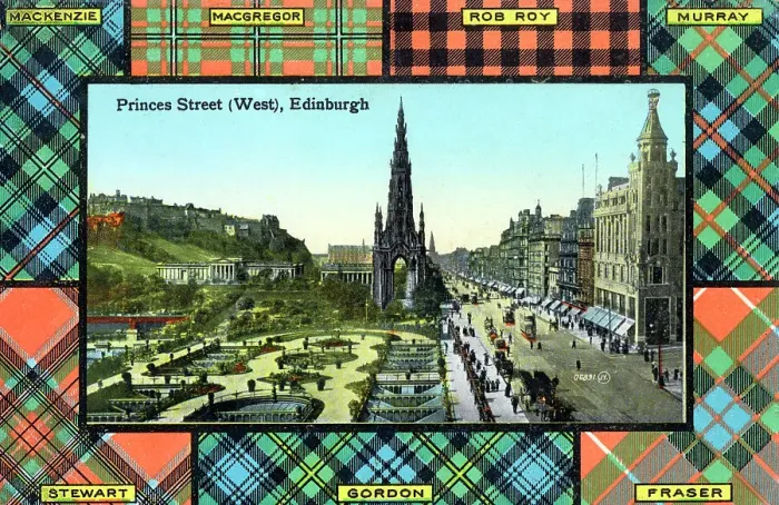 Framed Print : Princes Street (West), Edinburgh, Scotland - tartan border Framed Print : Princes Street (West), Edinburgh, Scotland - tartan border