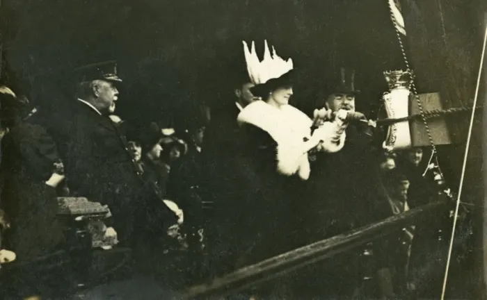 Framed Print : Princess Alexandra of Denmark launches the HMS Queen Framed Print : Princess Alexandra of Denmark launches the HMS Queen