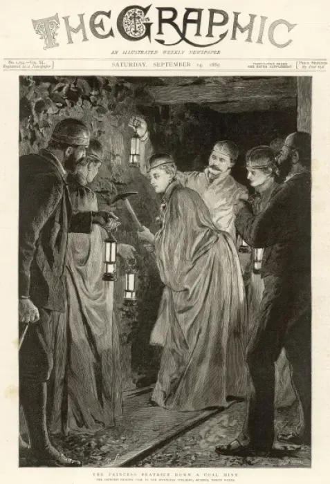Framed Print : Princess Beatrice down a coal mine Framed Print : Princess Beatrice down a coal mine