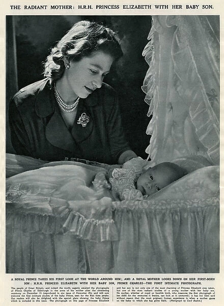 Princess Elizabeth with her baby Prince Charles