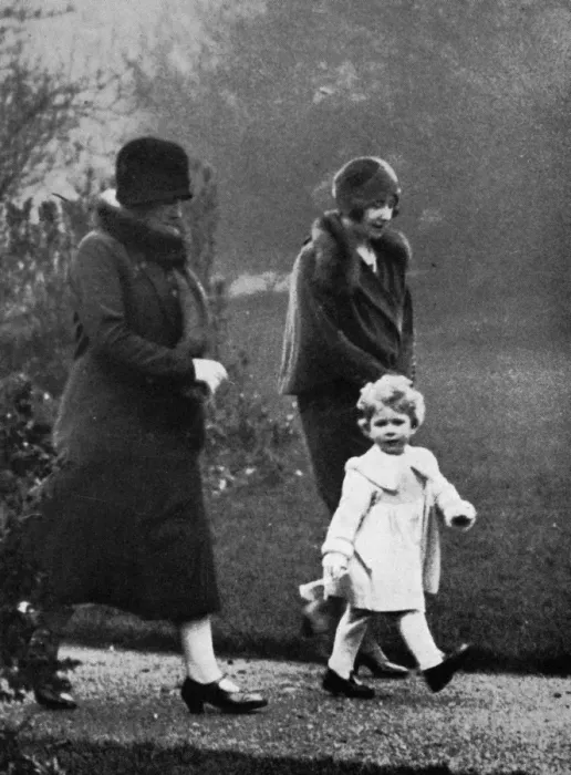 Framed Print : Princess Elizabeth II with her mother and nurse Framed Print : Princess Elizabeth II with her mother and nurse