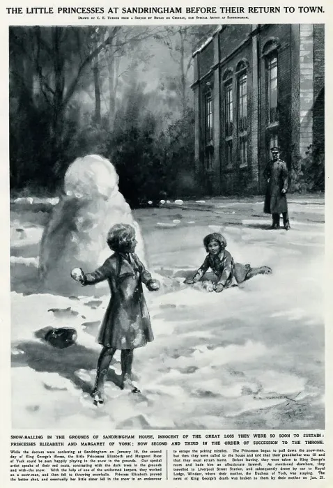 Framed Print : Princess Elizabeth & Margaret in snow at Sandringham Framed Print : Princess Elizabeth & Margaret in snow at Sandringham