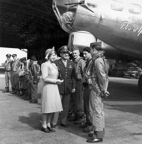 Princess Elizabeth, Queen to be, visits B-17 airbase