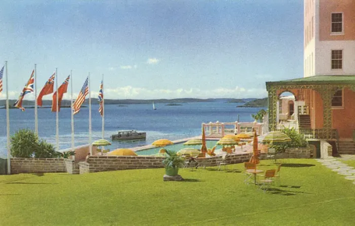 Framed Print : Princess Hotel, Bermuda - Harbour and Swimming Pool Framed Print : Princess Hotel, Bermuda - Harbour and Swimming Pool
