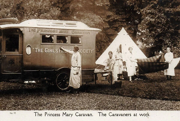 The Princess Mary Caravan - The Caravaners at work. The Girls Friendly Society supported
