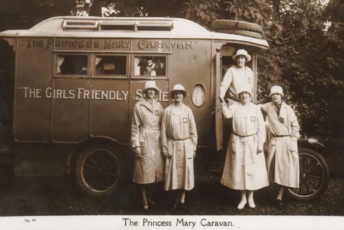 Framed Print : The Princess Mary Caravan. The Girls Friendly Society supported young women by help in Framed Print : The Princess Mary Caravan. The Girls Friendly Society supported young women by help in