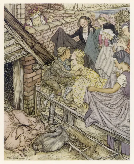 Framed Print : Princess / Swineherd Kiss Framed Print : Princess / Swineherd Kiss