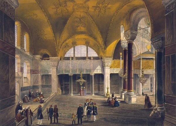 Print shows gallery and imperial tribune of Ayasofya Mosque