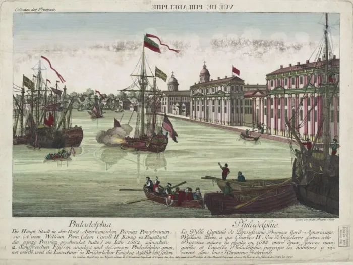Framed Print : Print shows men in boats and ships along the waterfront in P Framed Print : Print shows men in boats and ships along the waterfront in P