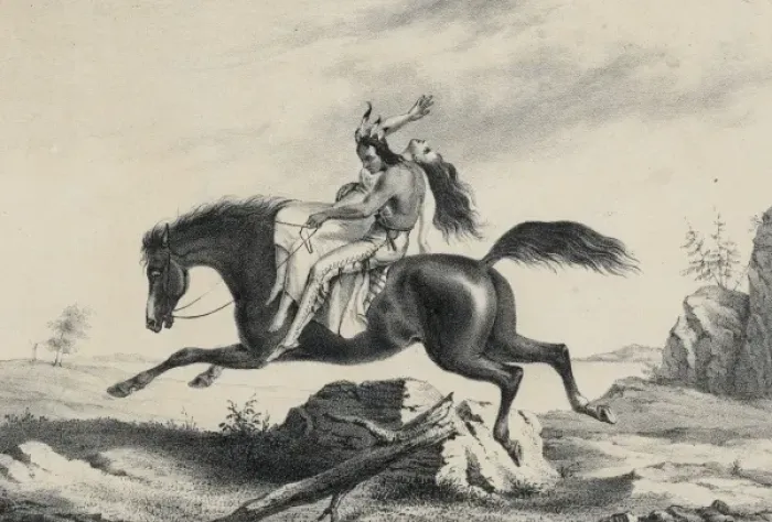 Framed Print : Print speciman of American Indian man on horseback with stru Framed Print : Print speciman of American Indian man on horseback with stru