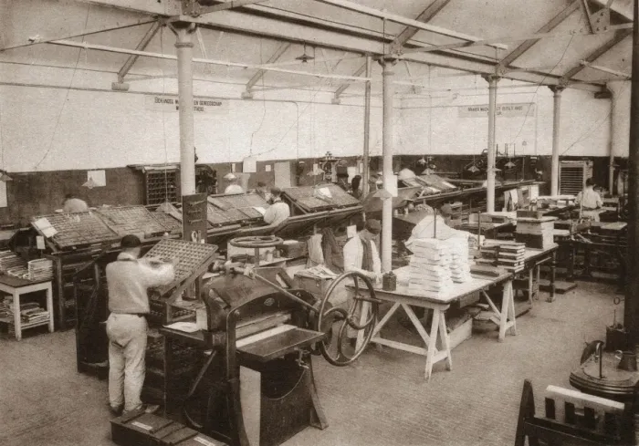 Framed Print : Print works at Merxplas Labour Colony, Belgium Framed Print : Print works at Merxplas Labour Colony, Belgium