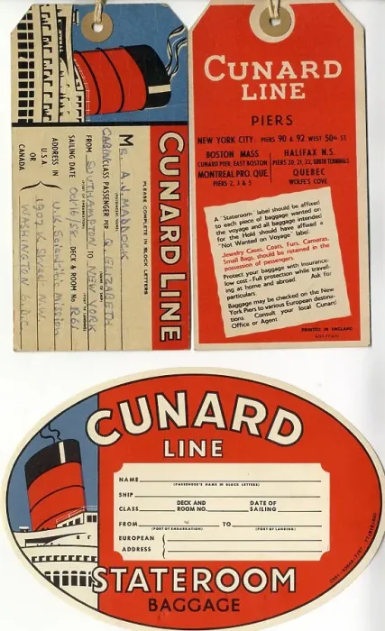 Framed Print : Printed ephemera, Cunard Line tags and labels Framed Print : Printed ephemera, Cunard Line tags and labels