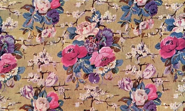 Printed linen depicting a bouquet of roses