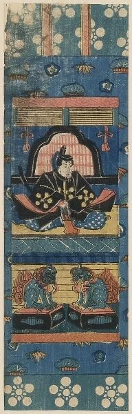 Printed miniature scroll painting of Tenjin turned to the ri