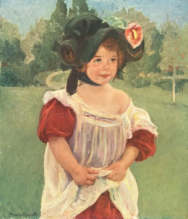 Framed Print : Printemps. A portrait painting of a young girl, clutching her white over dress Framed Print : Printemps. A portrait painting of a young girl, clutching her white over dress