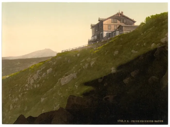 Framed Print : Prinz Heinrichsbaude, with the Schneekoppe, Riesengebirge, G Framed Print : Prinz Heinrichsbaude, with the Schneekoppe, Riesengebirge, G