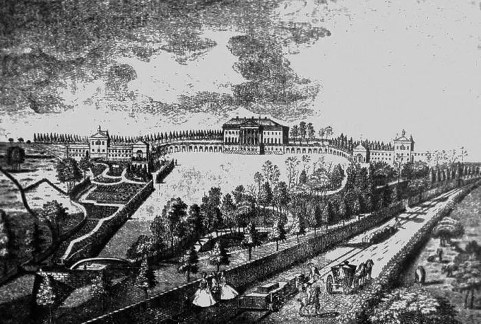 Framed Print : Prior Park (near Bath) wagonway in 1731 Framed Print : Prior Park (near Bath) wagonway in 1731