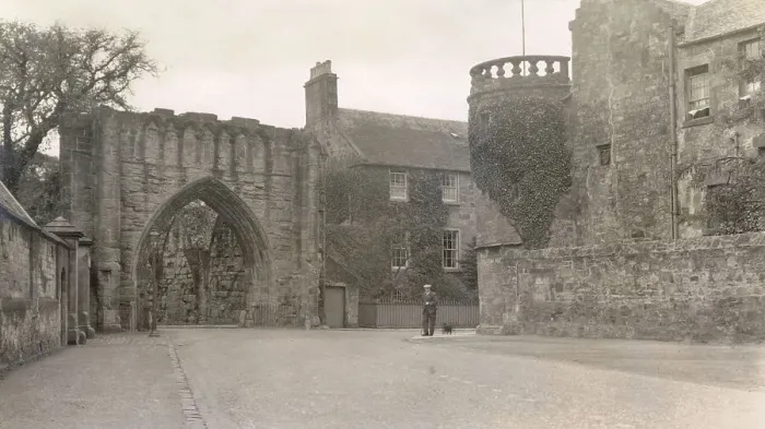Framed Print : Priory Gateway (The Pends) and old houses, St Andrews, Fife, Scotland Date: 1930s Framed Print : Priory Gateway (The Pends) and old houses, St Andrews, Fife, Scotland Date: 1930s