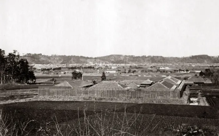 Framed Print : Prison, Tobe, Japan, 1870s. Date: 1870s Framed Print : Prison, Tobe, Japan, 1870s. Date: 1870s