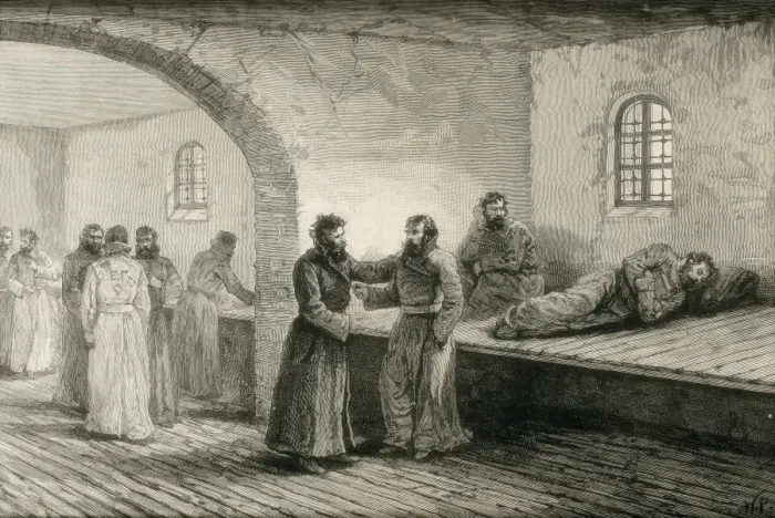 Framed Print : Prison in Yeniseisk (Siberia). 1891. Engraving Framed Print : Prison in Yeniseisk (Siberia). 1891. Engraving