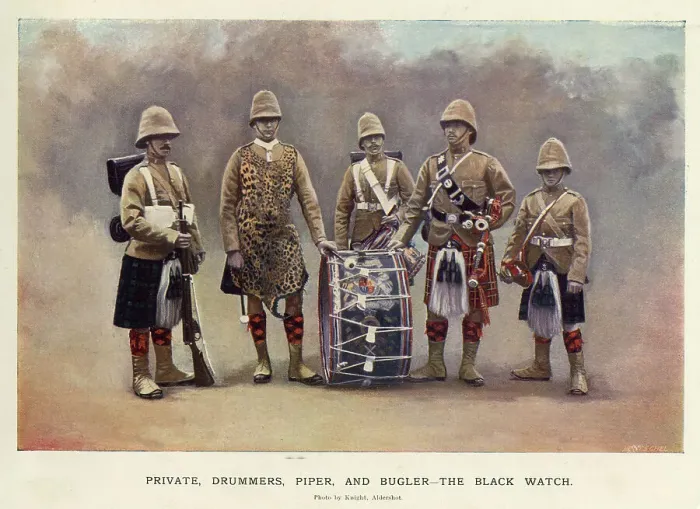 Framed Print : Private, Drummers, Piper and Bugler, The Black Watch Framed Print : Private, Drummers, Piper and Bugler, The Black Watch