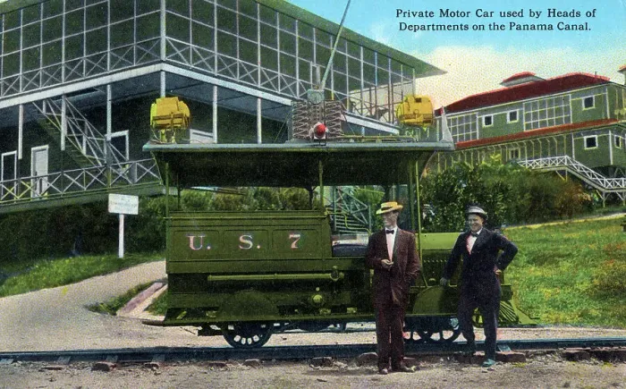 Framed Print : Private Electric Motor Car on tracks - Panama Canal Framed Print : Private Electric Motor Car on tracks - Panama Canal