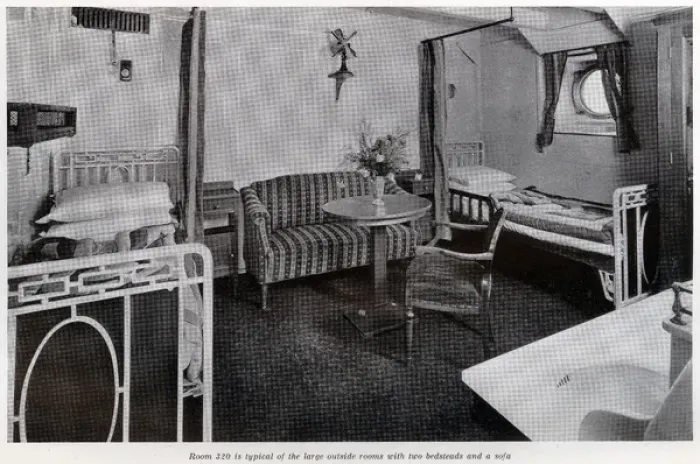 Framed Print : Private room on cruise liner, Empress of Australia Framed Print : Private room on cruise liner, Empress of Australia