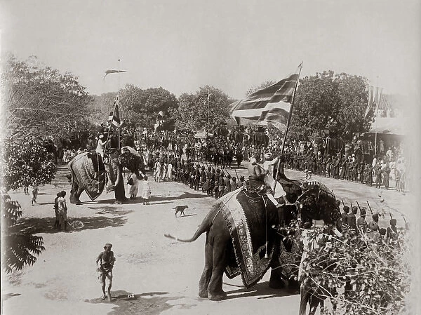 Procession with elephants, India, circa 1880s