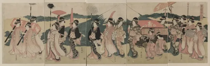 Framed Print : A procession of flowers before Mount Fuji Framed Print : A procession of flowers before Mount Fuji