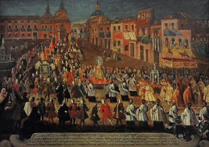 Framed Print : Procession of Our Lady of Grace in the Cebada Square, Madrid Framed Print : Procession of Our Lady of Grace in the Cebada Square, Madrid