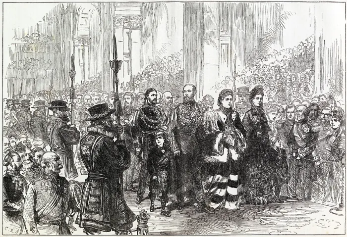 Framed Print : Procession in the Nave of St. Paul's Cathedral. Albert Edward, Prince of Wales was absent due to recovery from typhoid. Date: 27th February 1872 Framed Print : Procession in the Nave of St. Paul's Cathedral. Albert Edward, Prince of Wales was absent due to recovery from typhoid. Date: 27th February 1872