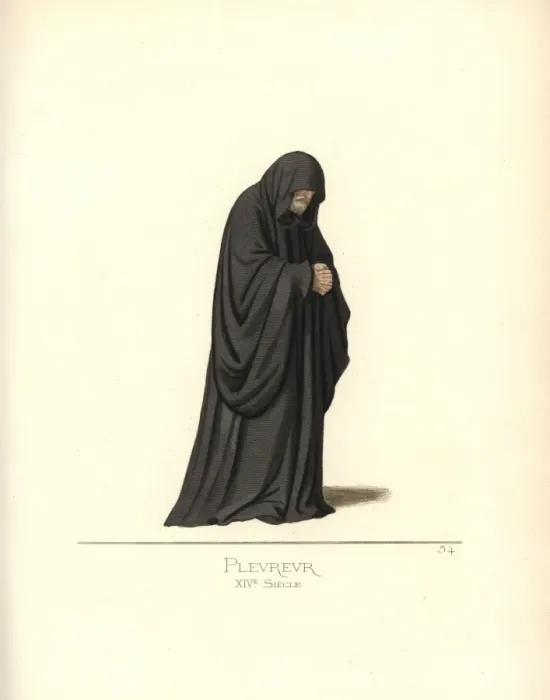 Framed Print : Professional funeral weeper, 14th century Framed Print : Professional funeral weeper, 14th century