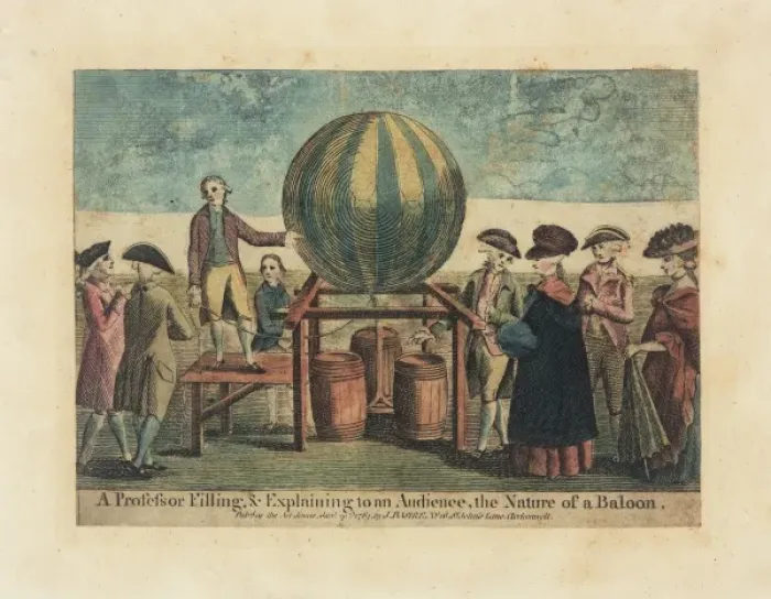 Framed Print : Professor demonstrating a balloon Framed Print : Professor demonstrating a balloon