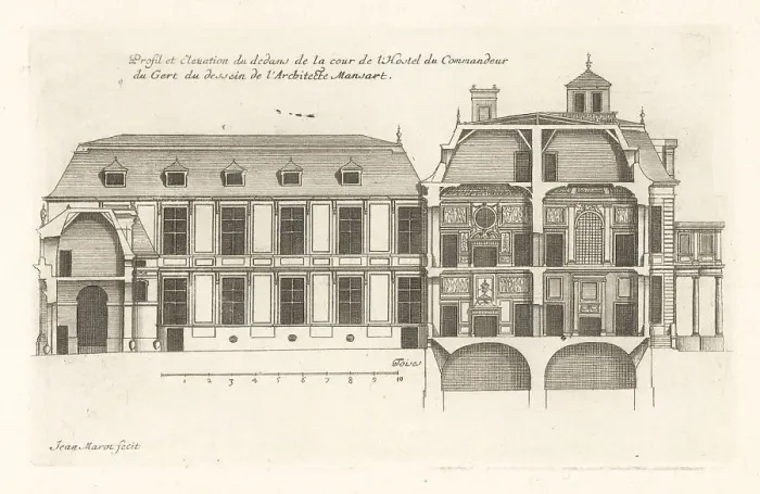 Framed Print : Profile and elevation of the courtyard in the Hotel de Jars, Par Framed Print : Profile and elevation of the courtyard in the Hotel de Jars, Par