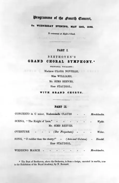 Framed Print : Programme for Beethovens grand choral symphony, 1852 Framed Print : Programme for Beethovens grand choral symphony, 1852