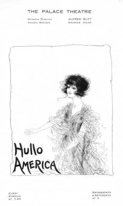 Framed Print : Programme cover for Hullo America, 1918