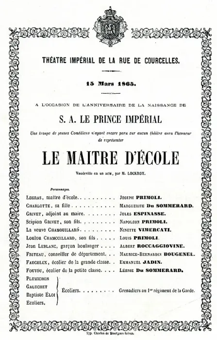 Framed Print : Programme, Imperial Theatre, Rue de Courcelles, Paris Framed Print : Programme, Imperial Theatre, Rue de Courcelles, Paris