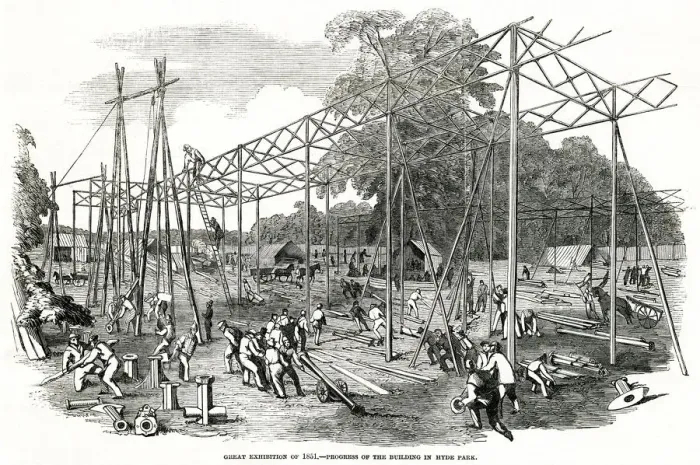 Framed Print : Progress of building for the International Exhibition 1850 Framed Print : Progress of building for the International Exhibition 1850